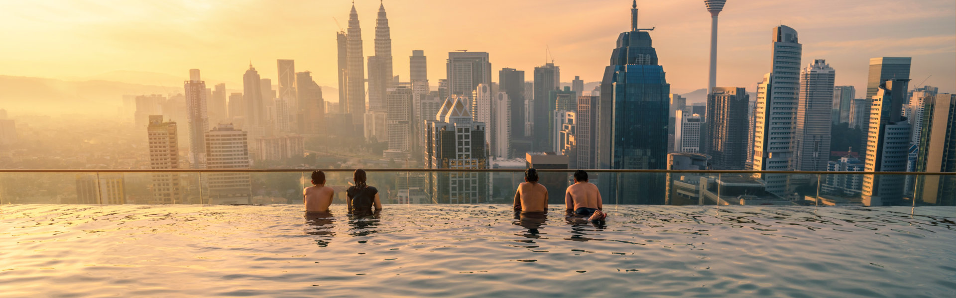 group of friends enjoying the city view